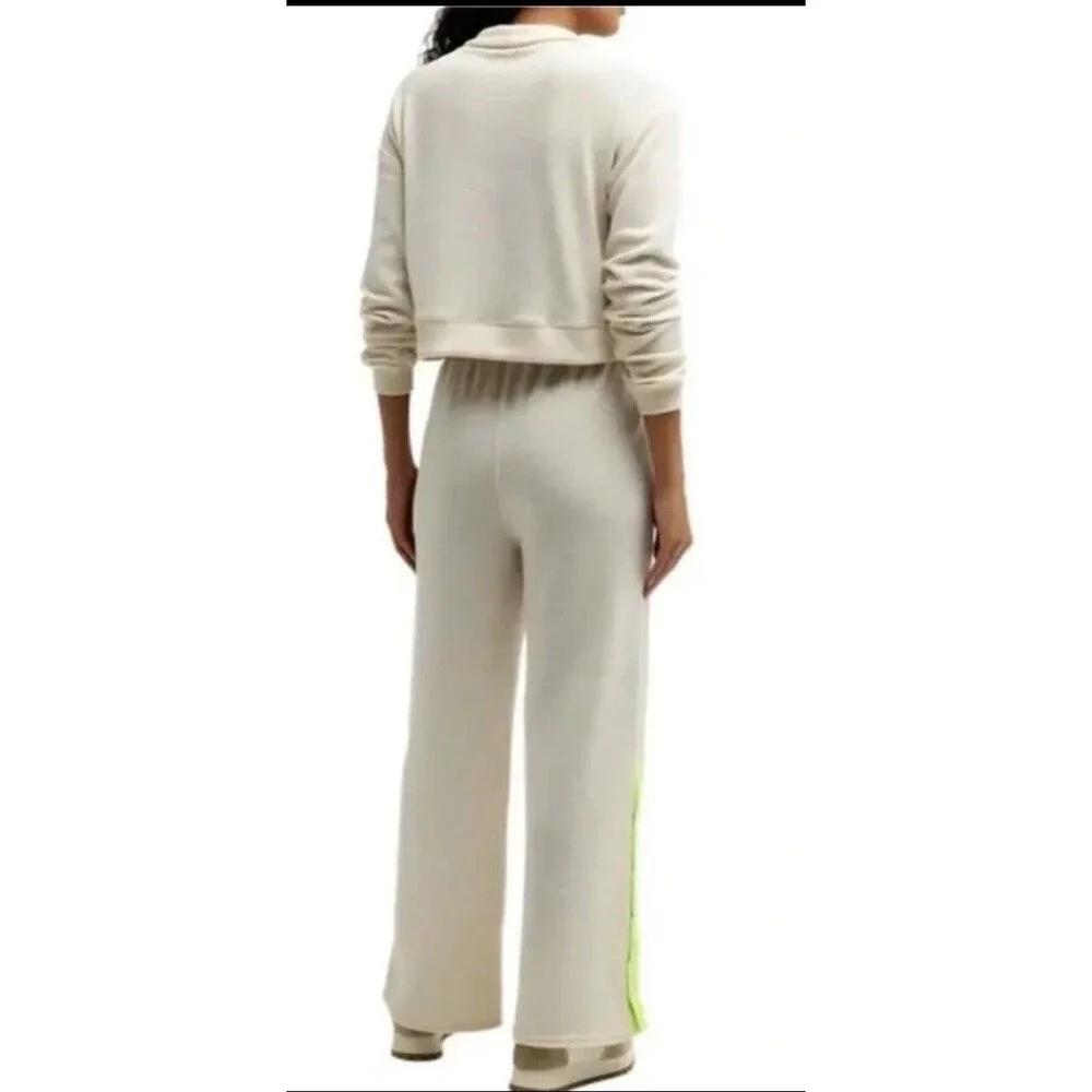 Free People Movement Pants Snow Day Thermal Wide Leg Ivory Boho Retro Large New